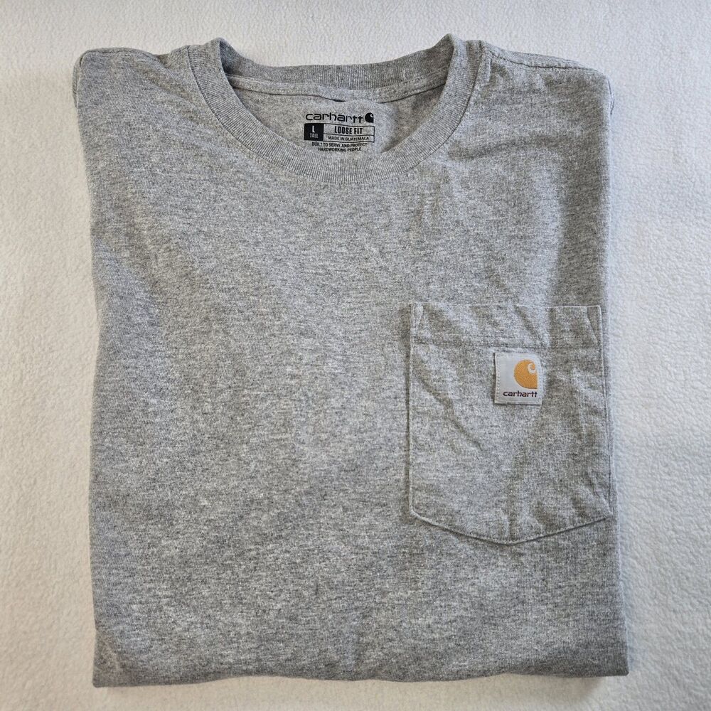 Carhartt Loose Fit Gray Crew Neck Pocket Logo Men's T-Shirt LT Large Tall